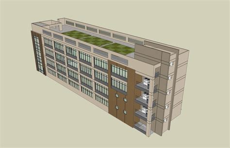 现代多层办公楼su模型下载 光辉城市