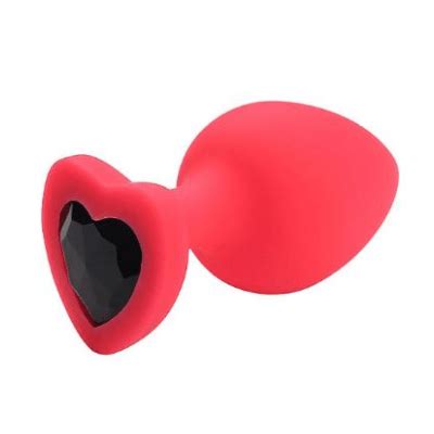 Plug Anal em Silicone Rosa Tamanho P em Formato de Coração e Joia na