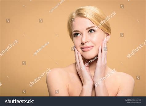 Beautiful Smiling Naked Girl Touching Face Stock Photo 1291328980 Shutterstock