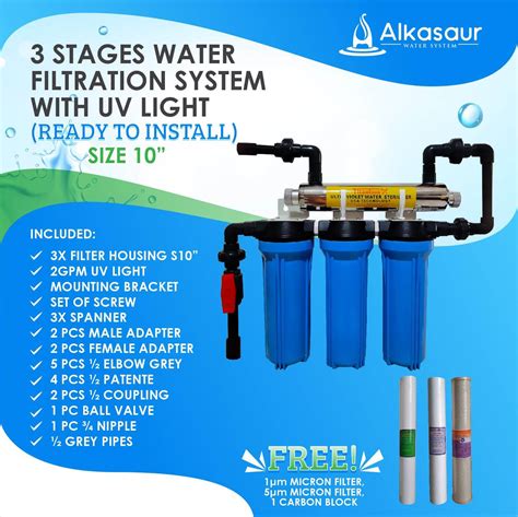 3 Stages 10 Water Filtration System Set With Free Filters Ready To Install Lazada Ph