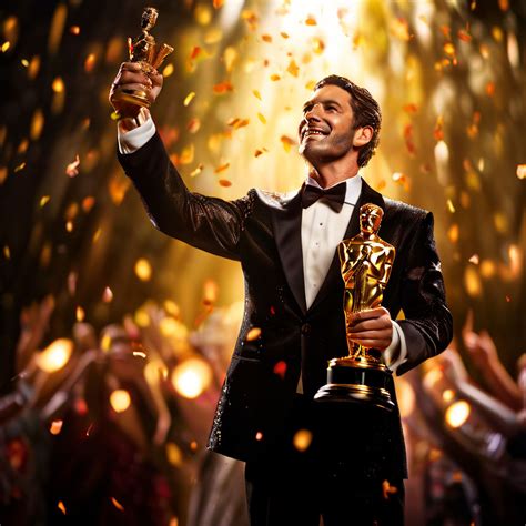 Oscar statuette held aloft by a newly crowned best actor by Wallace ...