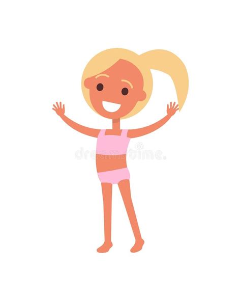 Blonde Girl With High Side Ponytail In Swim Suit Stock Vector