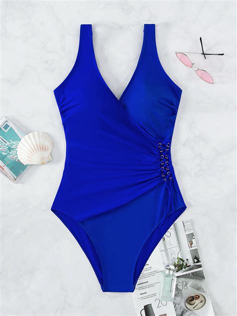 Shein Swim Chicsea Lace Up Side One Piece Swimsuit Shein Uk