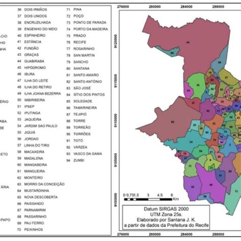 Mapa topográfico da cidade do Recife Download Scientific Diagram