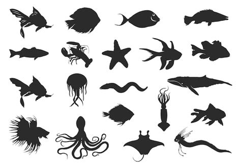 Premium Vector | Sea fish silhouette Fish silhouette Saltwater fish ...