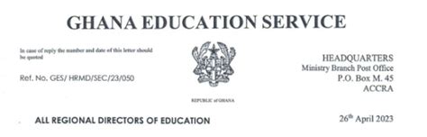 Ghana Education Service Press Release On Promotion Exams