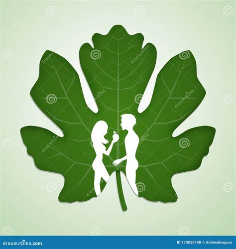 Silhouette of Adam and Eve on the Fig Leaf Stock Illustration ...