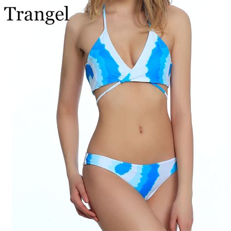 Trangel 2018 bikini mujer traje de baño Cruz Halter vendaje traje de