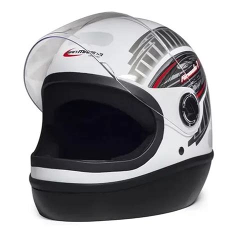 Capacete Formula Branco Modelo Fechado Grafic Capacete San Marino