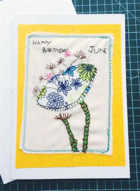 Free Hand Machine Embroidered And Hand Embroidered Birthday Card By