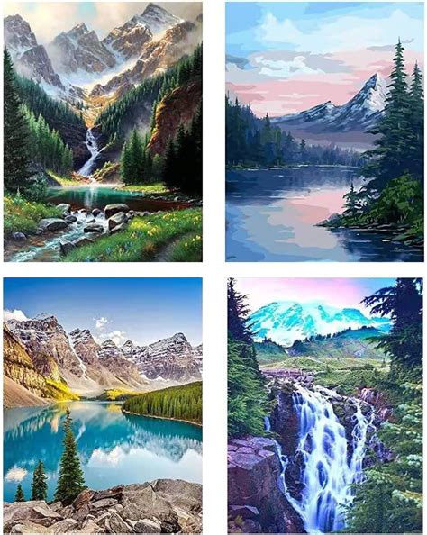 Amazon Pack Paint By Numbers Mountains Waterfall Paint By