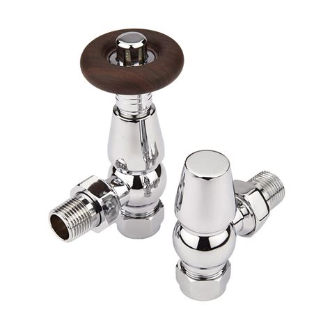 Milano Windsor Traditional Thermostatic Angled Radiator Valves Chrome Pair