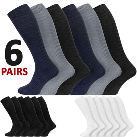 New Mens Long Hose Socks Traditional Cotton Knee High Length