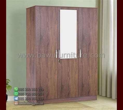 Lemari Pakaian Sliding Pintu Model Minimalis Kayu Jati Bawu Furniture