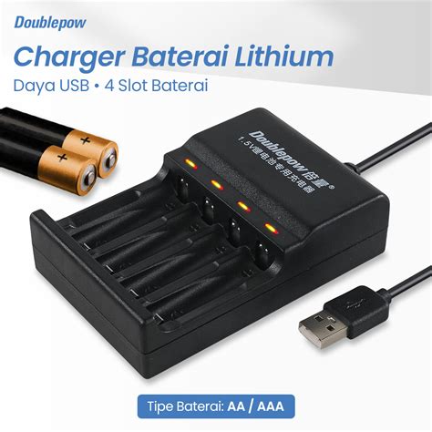 Doublepow Usb Powered Charger Baterai Lithium Slot Aa Aaa V Dp