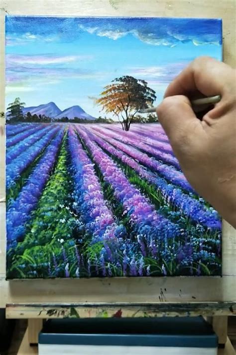 Acrylic painting flower field landscape – Artofit