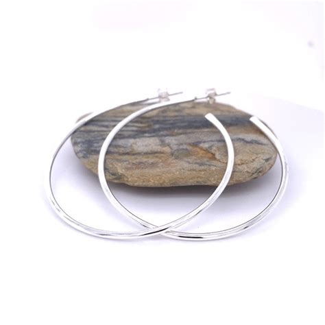 Classic Sterling Silver Post Back Hoop Earrings Lightweight Etsy