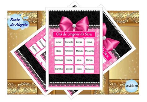 Cartelas de Bingo para Chá de Lingerie Elo7 Produtos Especiais