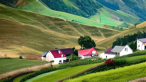 Kleines Dorf Eingebettet Zwischen Sanften H Geln Creative Fabrica