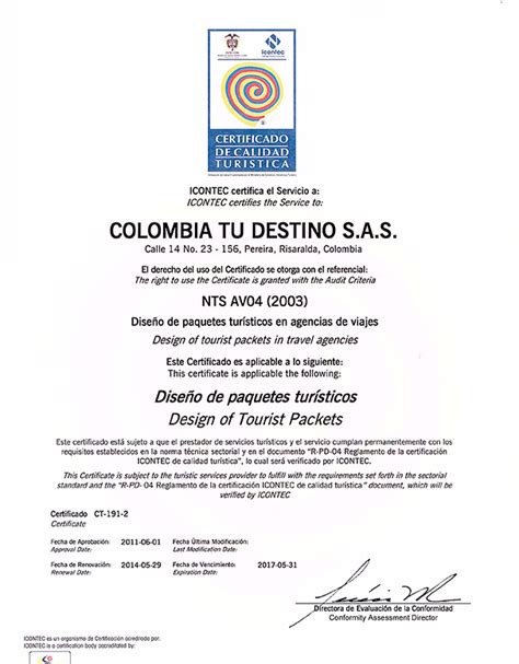 Certificado De Calidad Turística Nts Av04