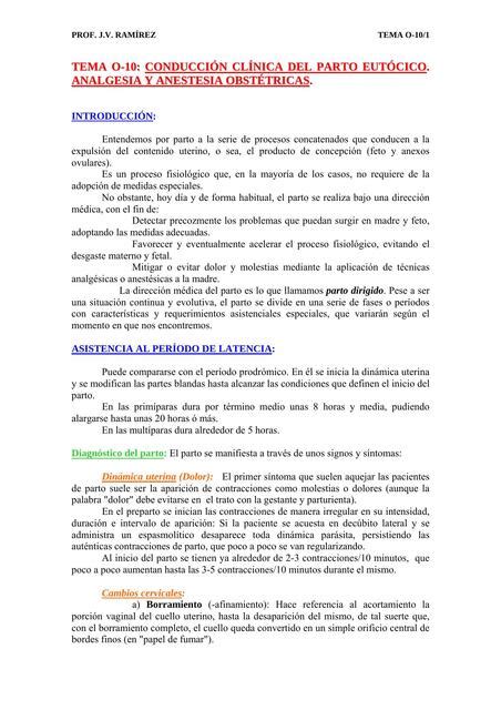 Conducción clínica del parto eutócico analgesia y anestesia obstétricas