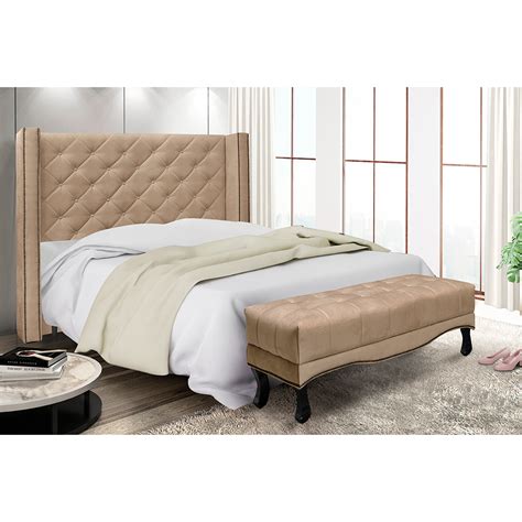 Cabeceira Cama Box Casal Cm E Recamier Vicenza Suede S D Rossi