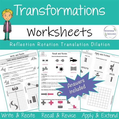 Transformations Worksheets Dilation Reflection Rotation