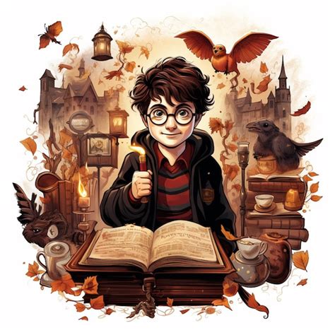 Premium Photo Harry Potter With A Wand And Book Surrounded By Books