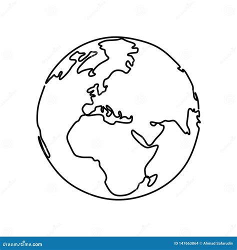 Earth Continuous One Line Drawing Vector Illustration On White