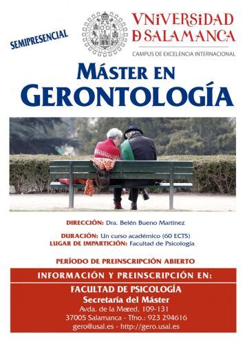 Salamanca MÁSTER EN GERONTOLOGÍA que cuenta con el aval de 27 años