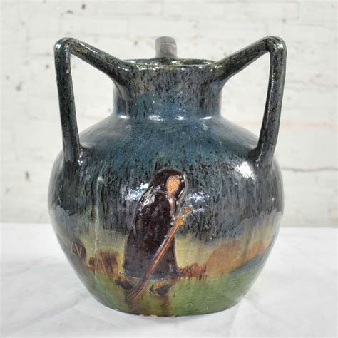 Art Nouveau Flemish Earthenware Three Handled Vase By Leo Maes