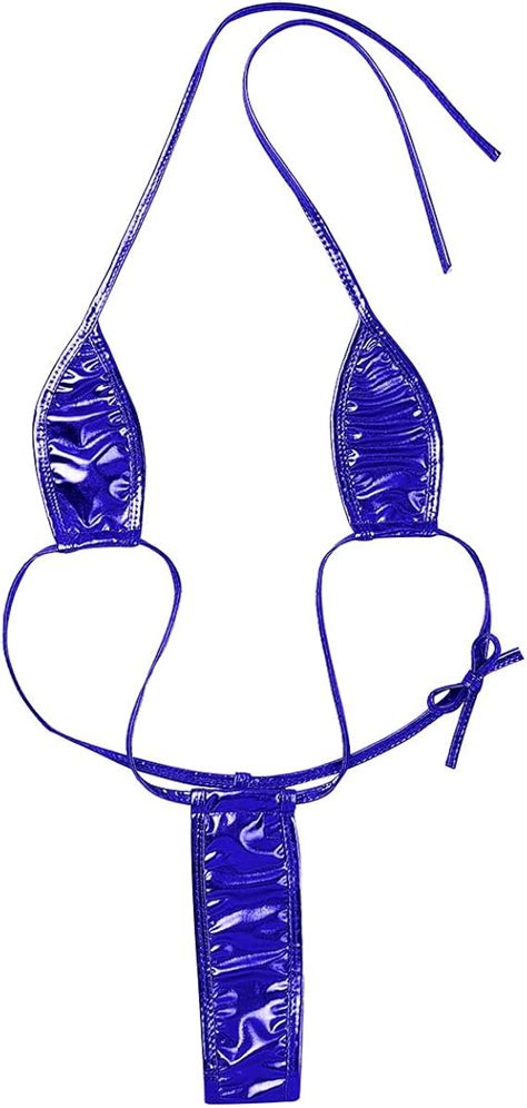 Nimiya Damen Wetlook Bikini Dreipunkt Monokini Sexy Freiz Gig Shiny