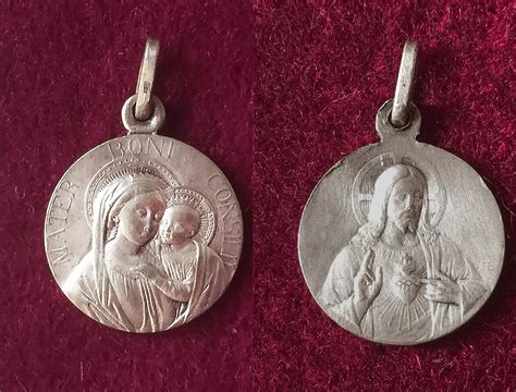 Vintage French Virgin Mary Religious Medal Catholic Our Lady Of Good