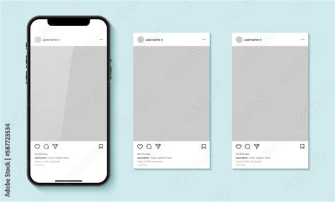 Post Instagram Frame Mockup With Smartphone Mock Up Template Design