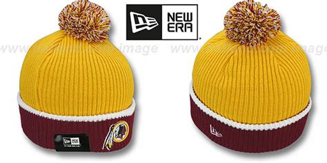 Redskins Nfl Fireside Gold Burgundy Knit Beanie Hat