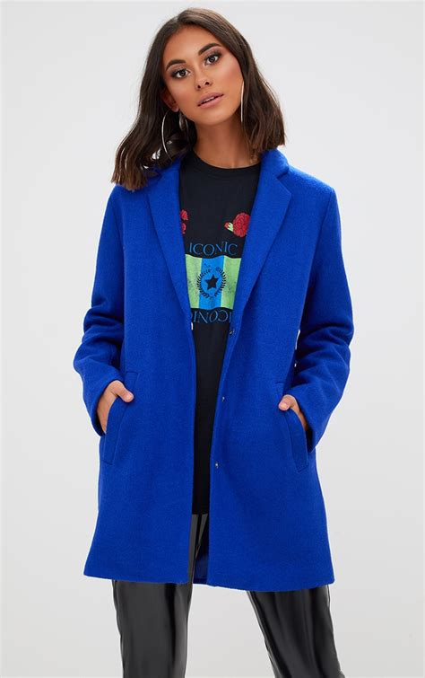 Cobalt Wool Coat Coats And Jackets Prettylittlething