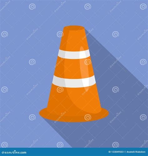 Caution Cone Icon Flat Style Stock Illustration Illustration Of Stop Signal 123849503