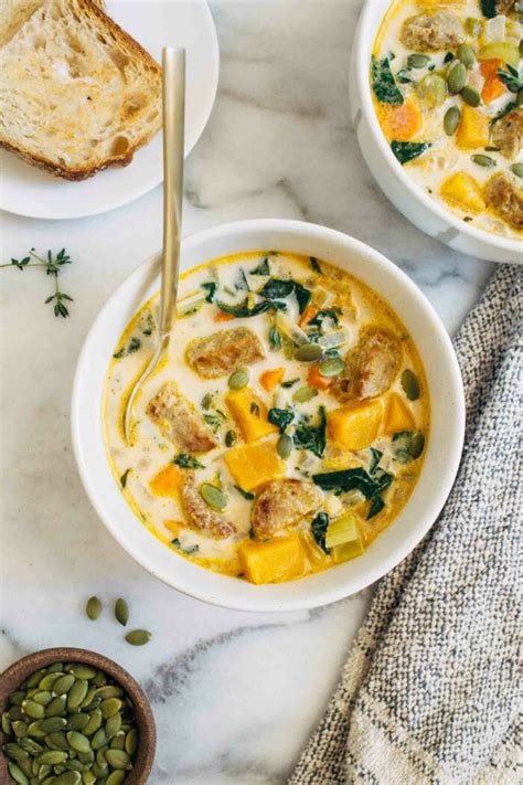 Creamy Butternut Squash And Sausage Soup Making Thyme For Health