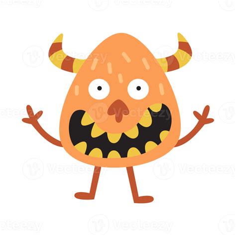 Smile Monster Cartoon With Horn 19044659 Png