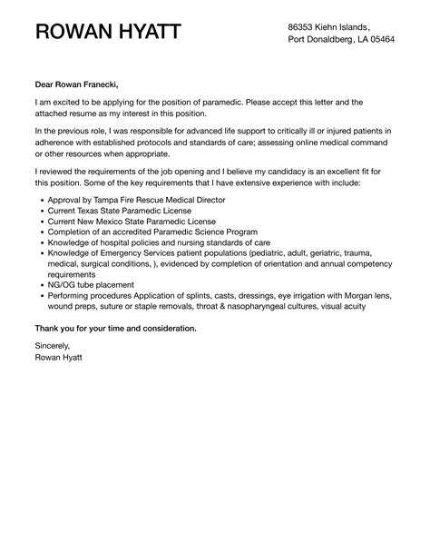 Paramedic Cover Letter Examples