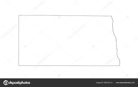 Blank North Dakota Map Vector Silhouette Illustration Isolated White