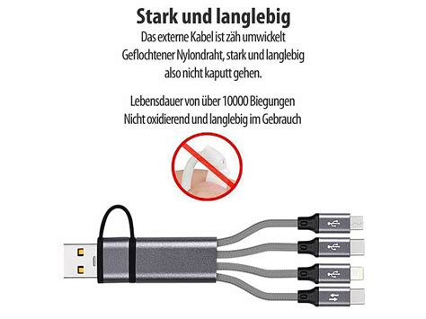 Callstel USB Typ C Ladekabel 2er Set 8in1 Lade Datenkabel USB C A