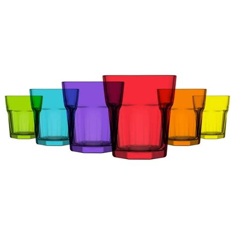 ByEUcuk Colored Drinking Glasses Set of 6 - Colored Glass Cups 10.25 Oz ...