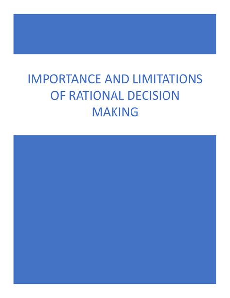 Importance And Limitations Of Rational Decision Makingadministracion Importance And