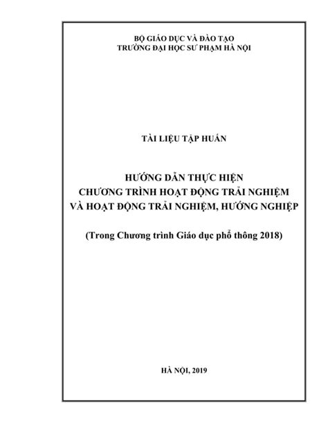 TÀI LIỆU TẬP HUẤN HƯỚNG DẪN THỰC HIỆN CHƯƠNG TRÌNH HOẠT ĐỘNG TRẢI