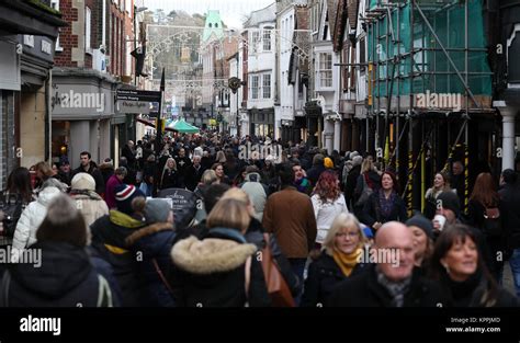 Shoppers On The High Street In Winchester Hampshire On The Last Week