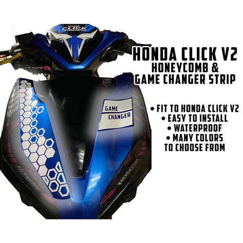 Honda Click V2 Honeycomb And Game Changer Strip Cutout Front Decals