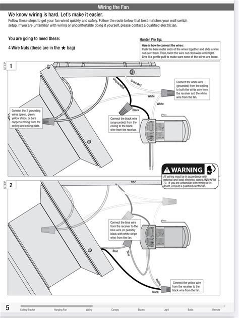 How to connect wiring for ceiling fan with remote receiver connection