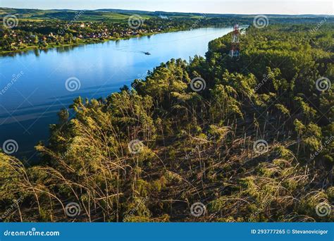 Environmental Damage From Drone Pov Aerial Shot Of Deciduous Forest Landscape Devastated After