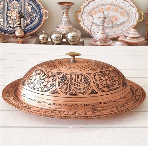 Copper Serving Plate And Top Copper Decor Copper Table Centerpiece